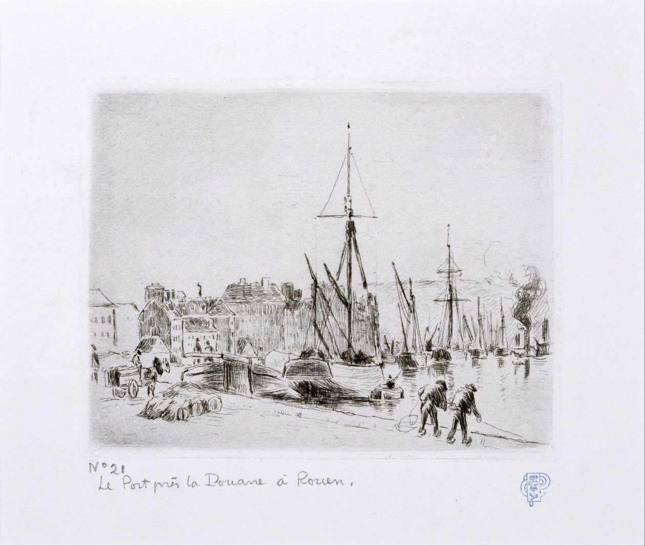 Le Port près de la Douane à Rouen - Camille Jacob Pissarro