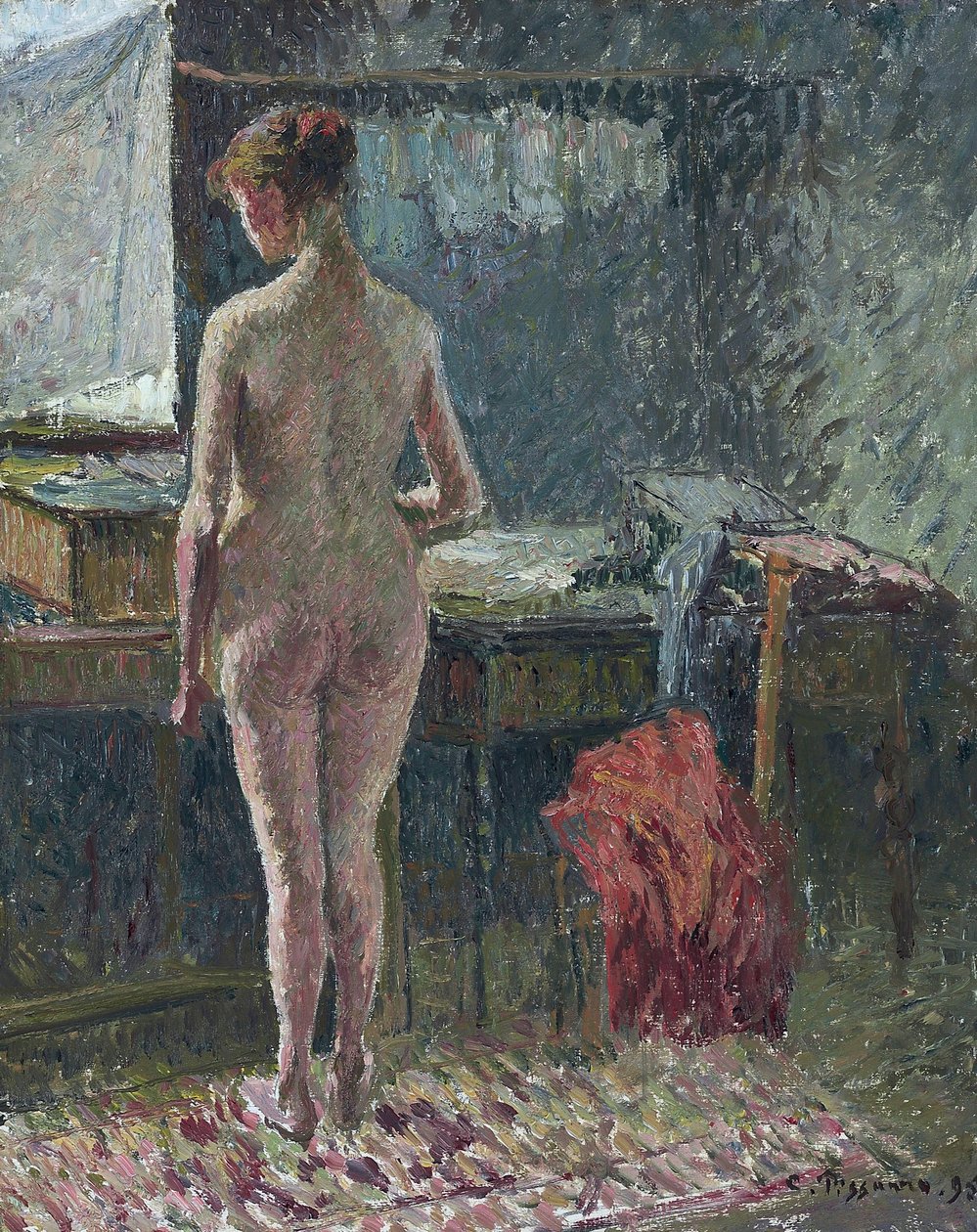 Femme nue de dos dans un intérieur - Camille Pissarro