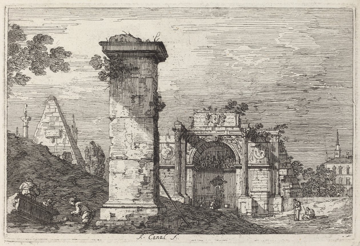 Paysage avec monuments en ruines, vers 1740 - Canaletto