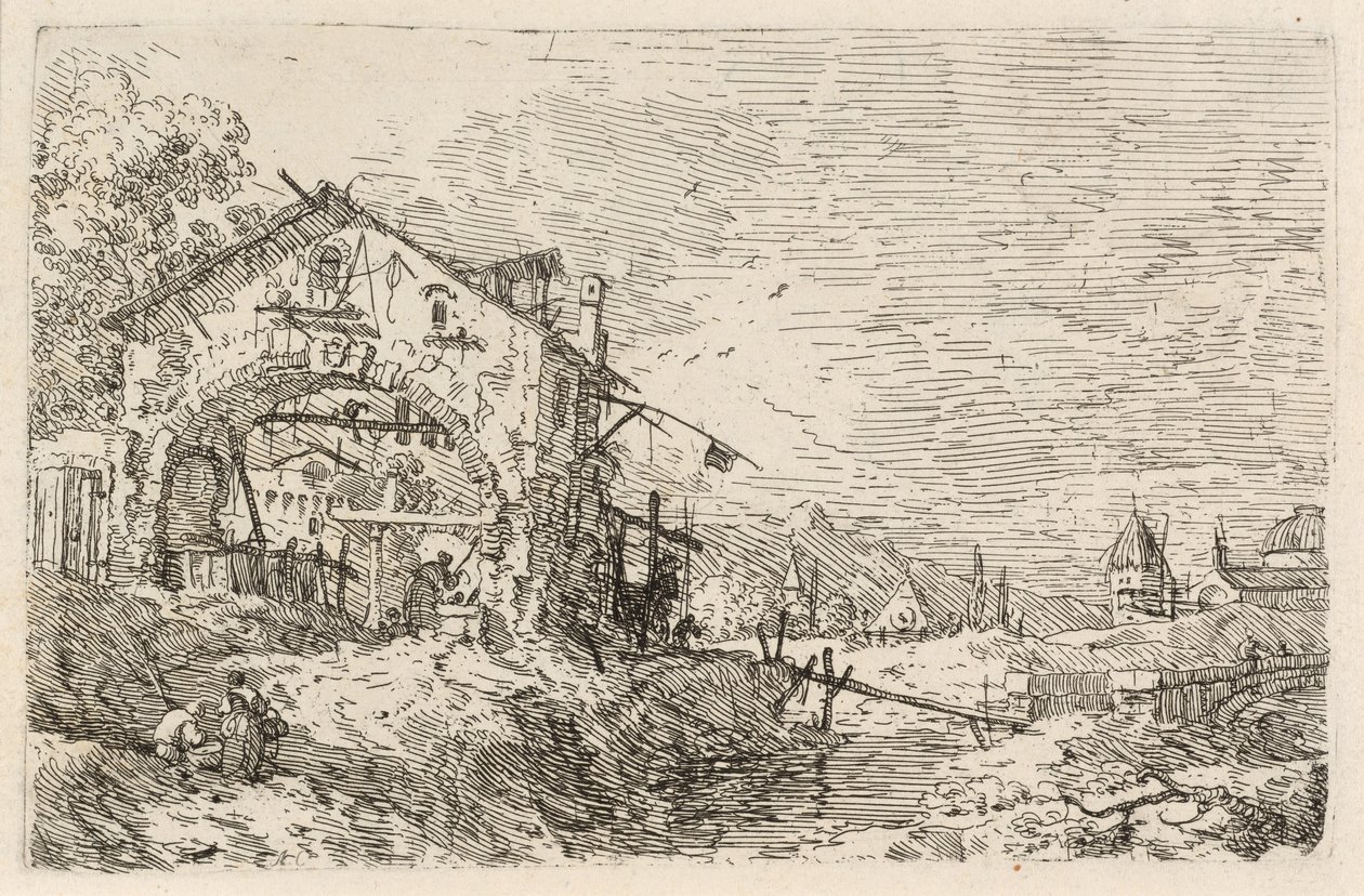 Paysage avec une femme à un puits - Canaletto