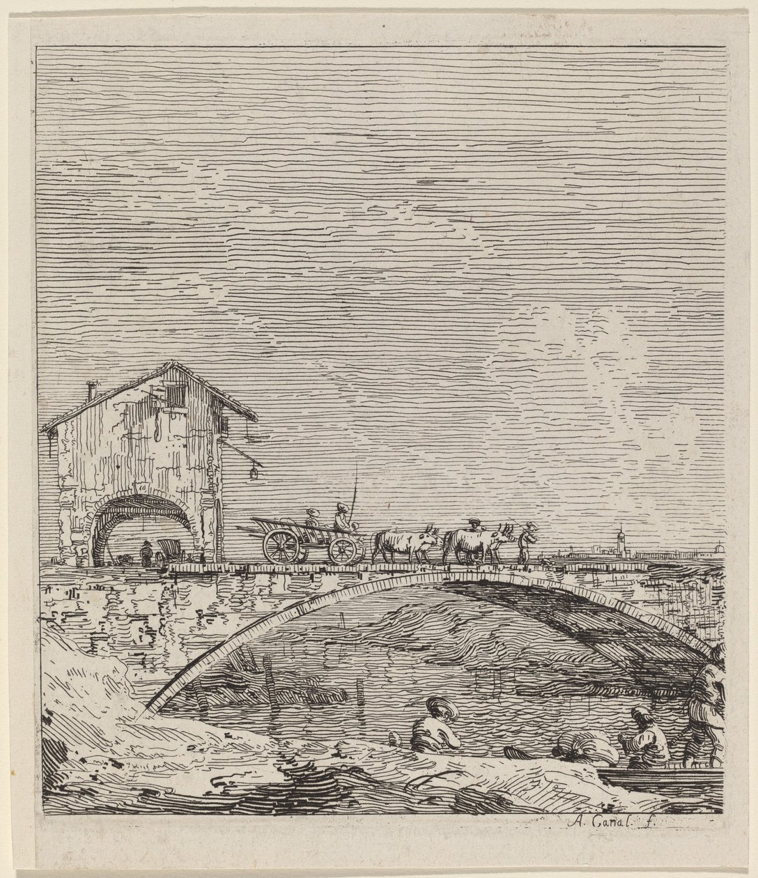 Le chariot passant sur un pont - Canaletto