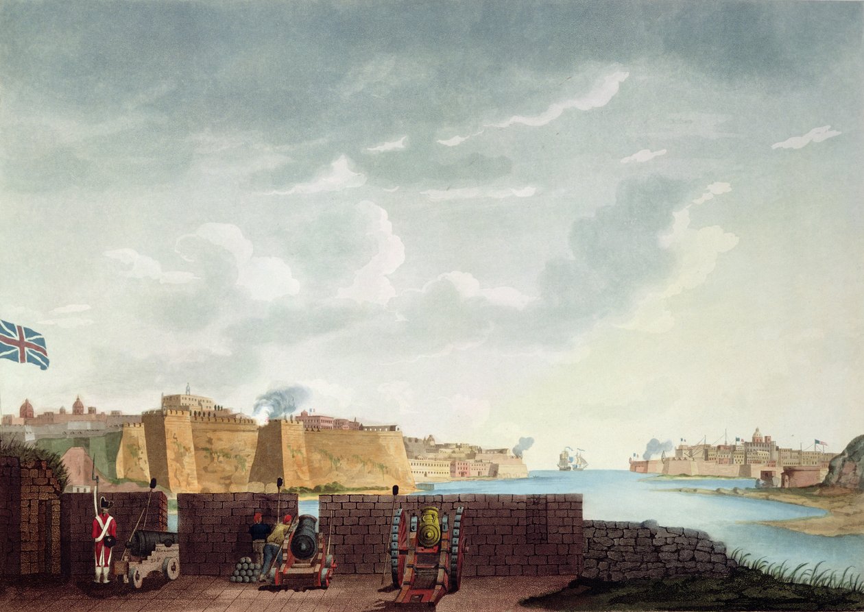 Vue de La Valette pendant le siège de 1800 (gravé par Francis Chesham, 1803) - Captain James Weir