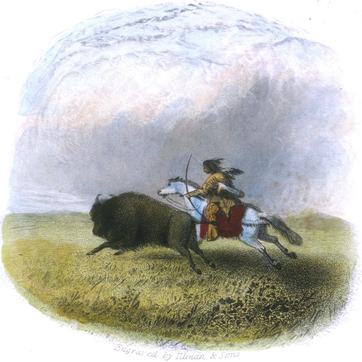 Chasse au bison, gravée par Tilman und Sons, 1853 - Captain Seth Eastman