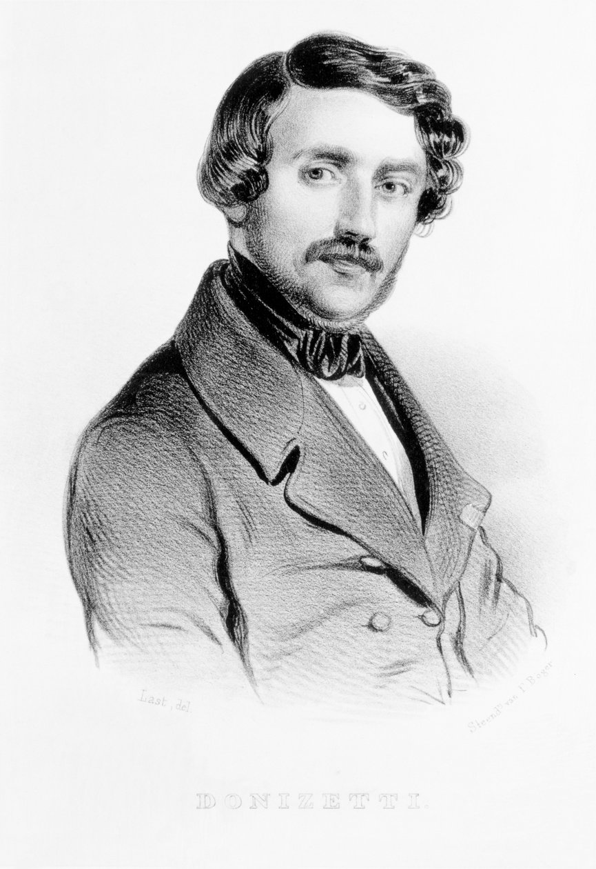 Portrait de Gaetano Donizetti (1797-1848) compositeur italien, gravé par F. Boger - Carel Christian Anthony Last