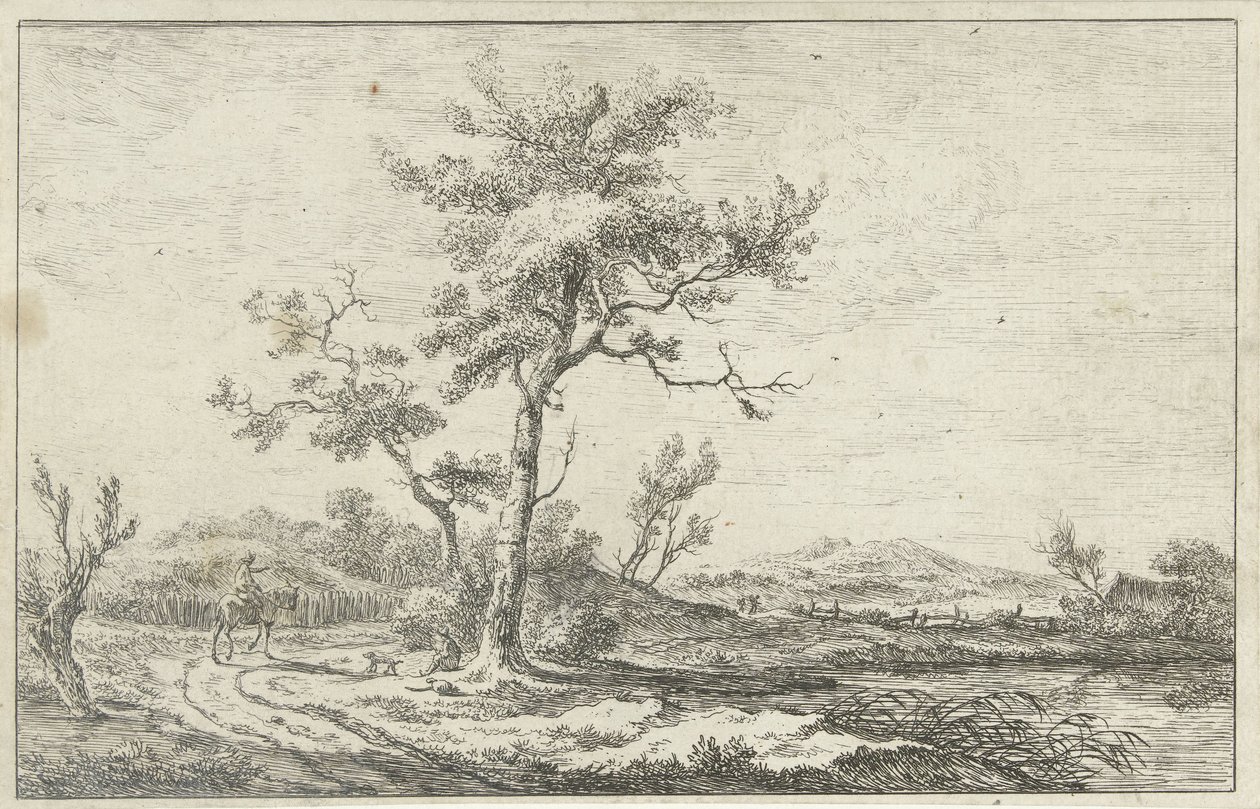 Cavalier en conversation sur un chemin de campagne - Carel Lodewijk Hansen
