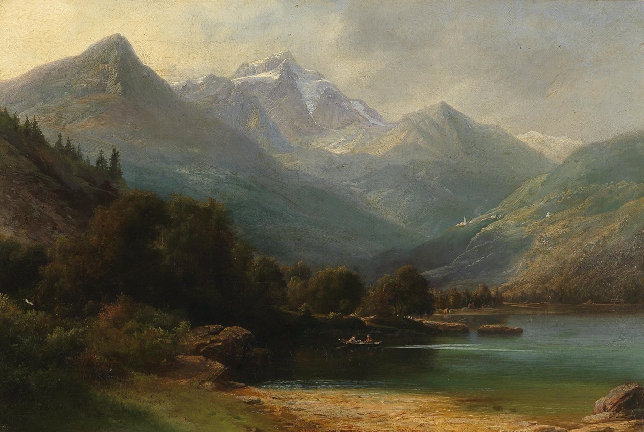 Vue du Lago di Poschiavo avec la chaîne de Bernina (Grisons) - Carl Friedrich Seiffert