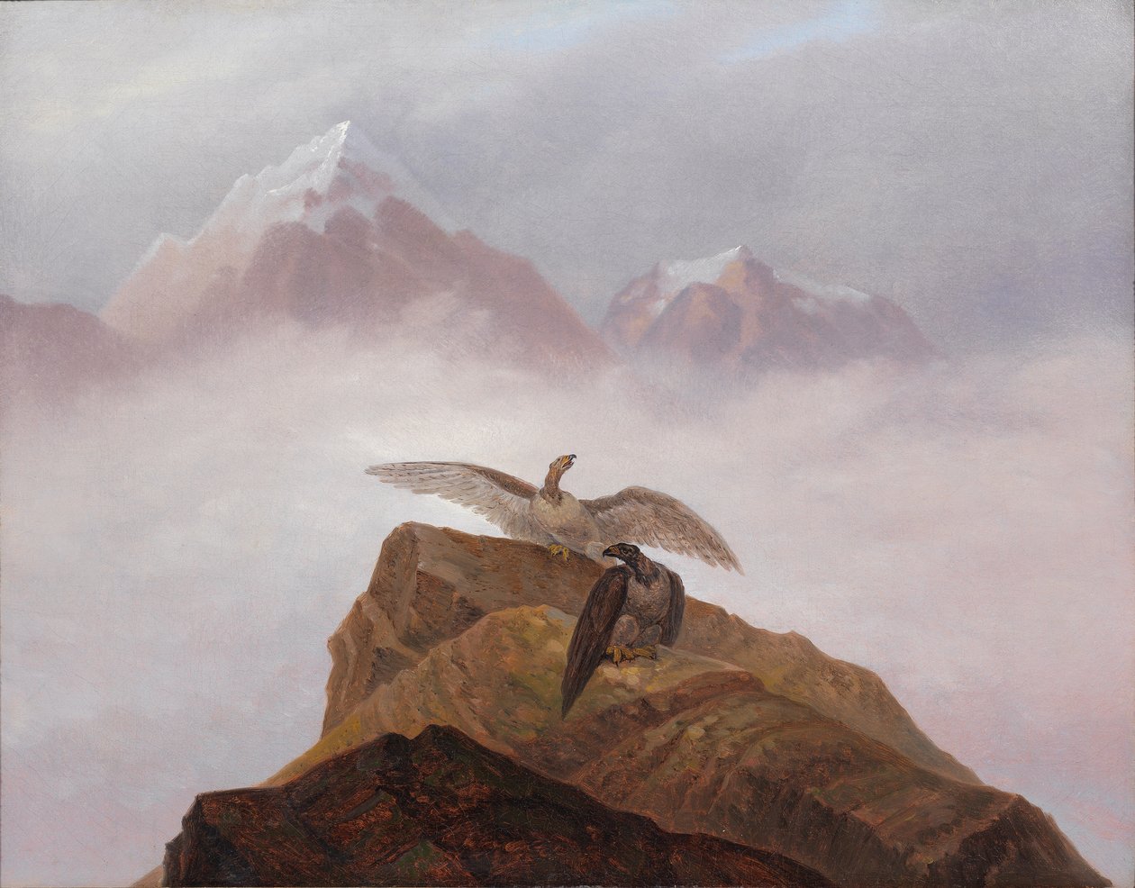 Fantaisie du monde alpin. Aigles nichant sur un cor des Alpes - Carl Gustav Carus