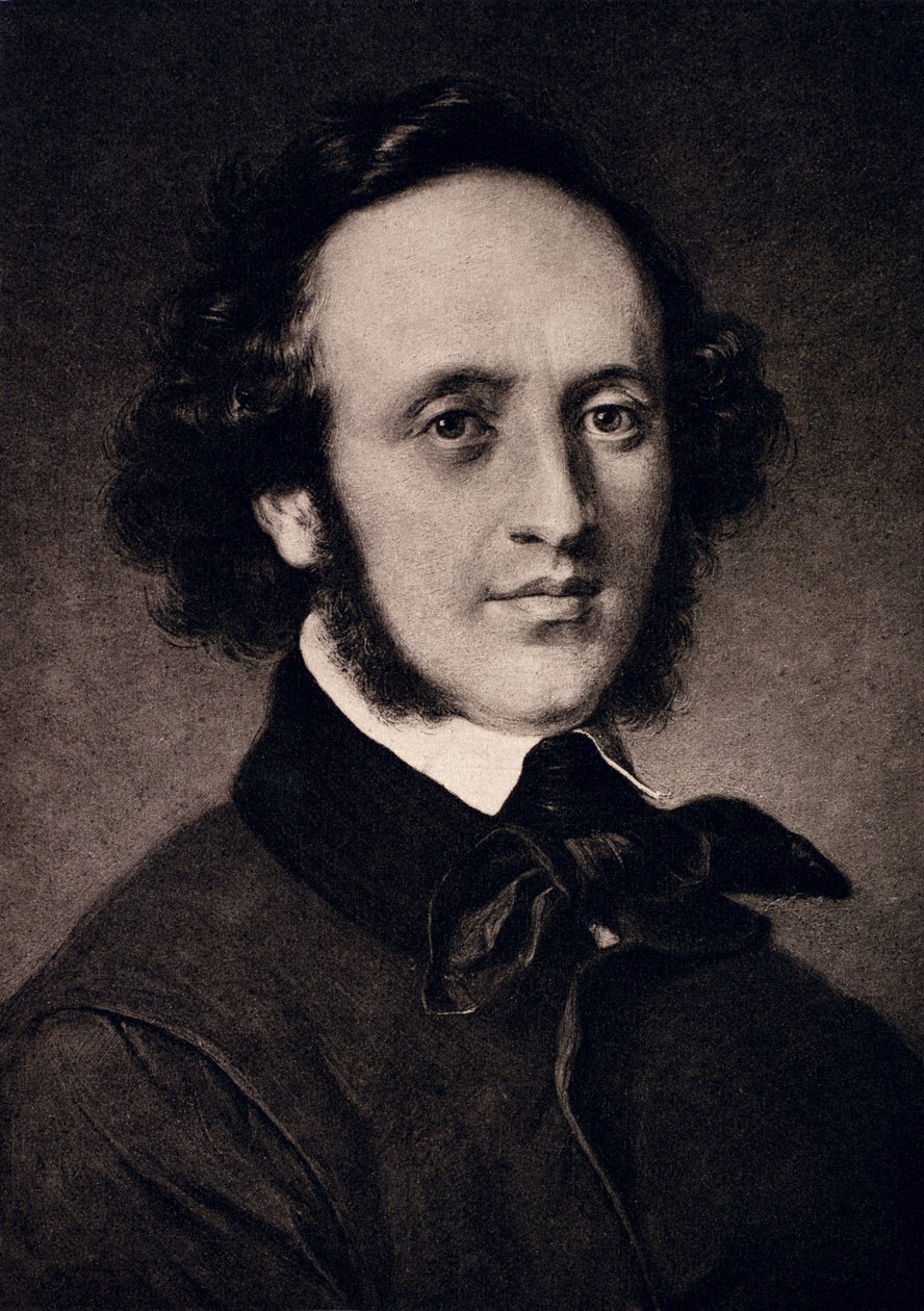 Portrait de Felix Mendelssohn (1809-47) gravé par F. Bruckmann - Carl Jaeger