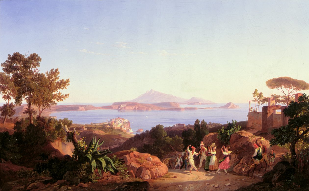 Vue du golfe de Pouzzoles avec le mont Solfatare, vers 1830 - Carl Wilhelm Goetzloff
