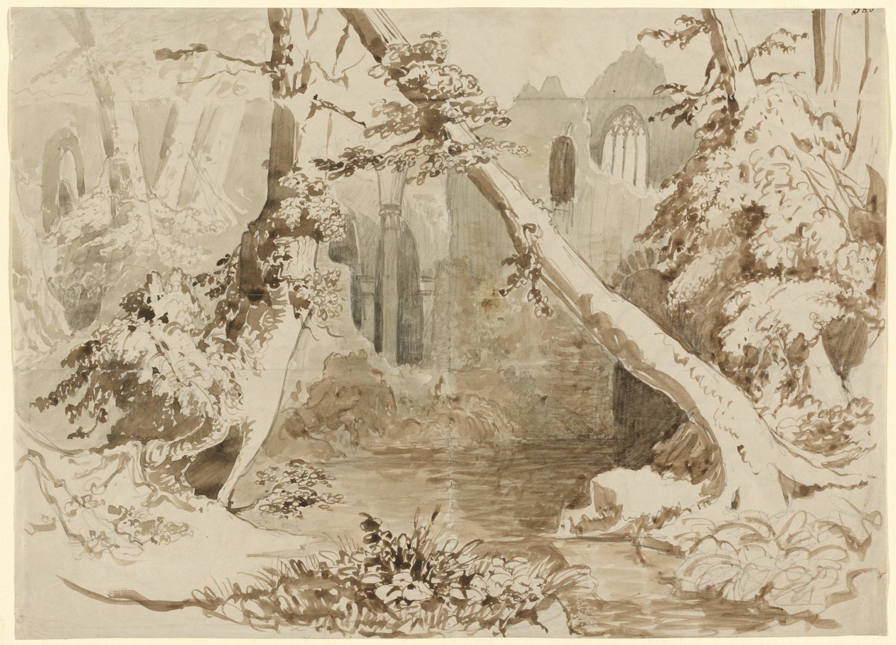 Une église en ruine dans la forêt - Carl Blechen