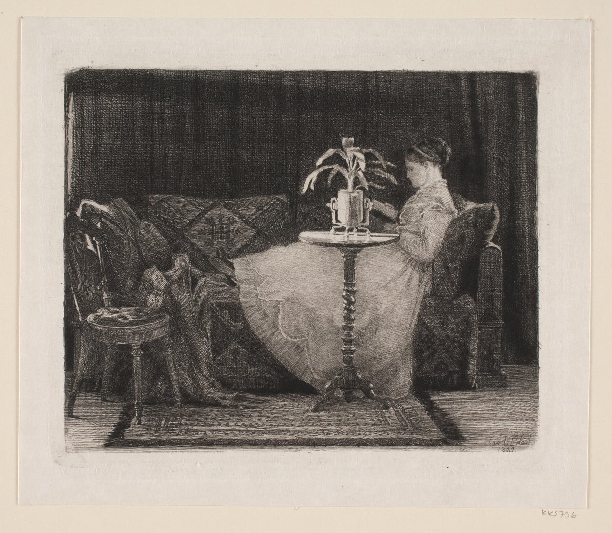 Dame lisant - Carl Bloch