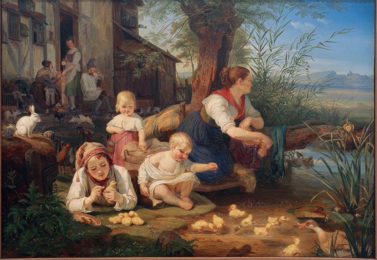 Mère avec enfants - Carl Engel von Rabenau
