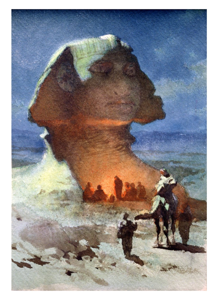 Un campement de nuit devant le Sphinx - Carl Haag