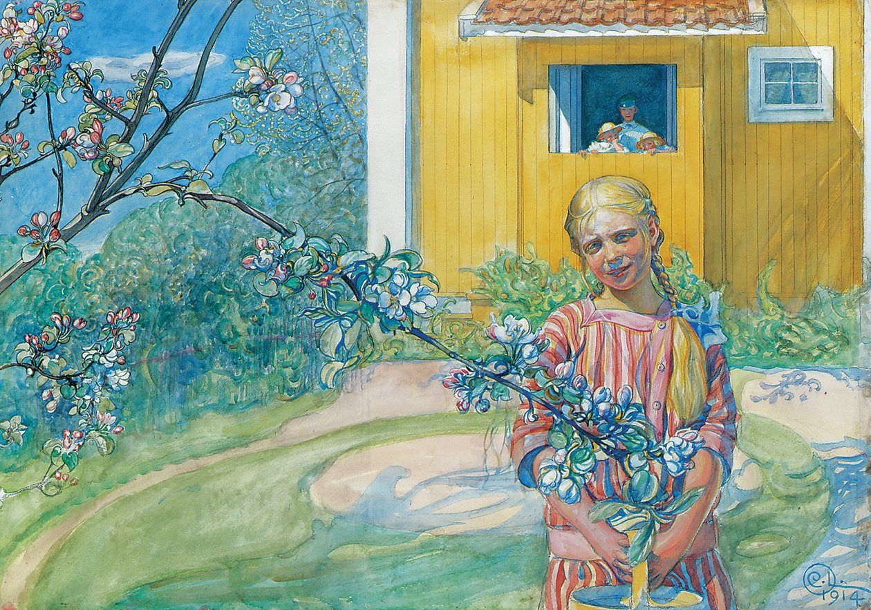Fille avec fleur de pommier, 1914 - Carl Larsson