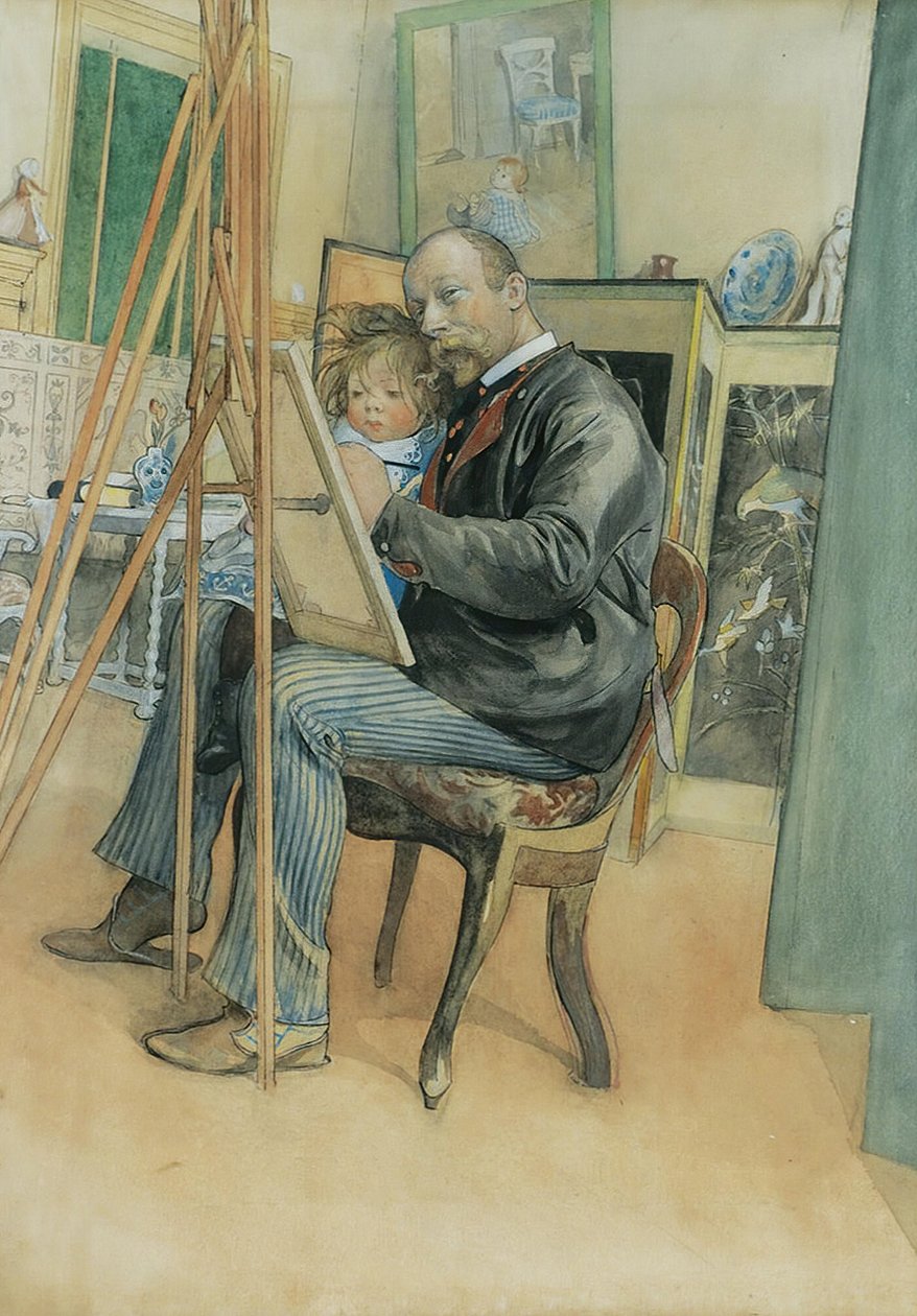 Image miroir avec Brita - Carl Larsson