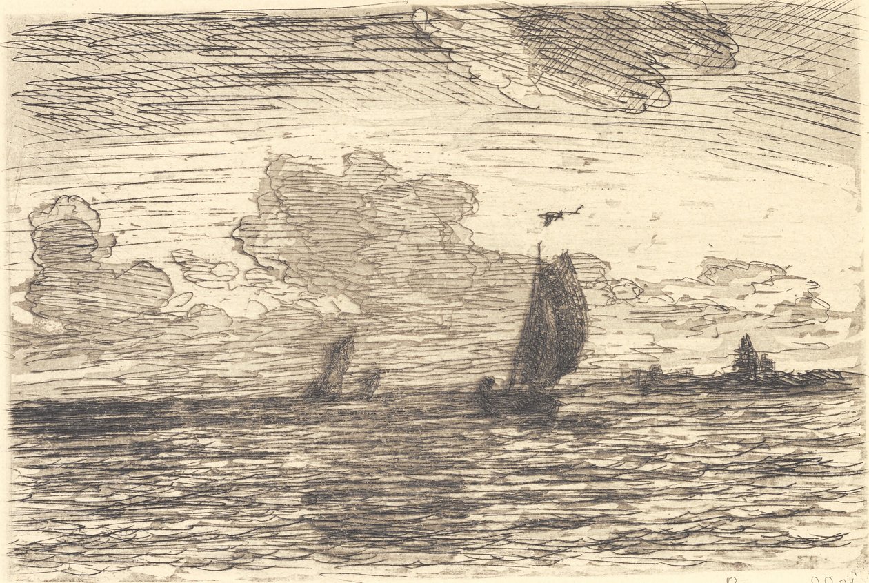 Marine avec des navires sous voile - Carl Locher