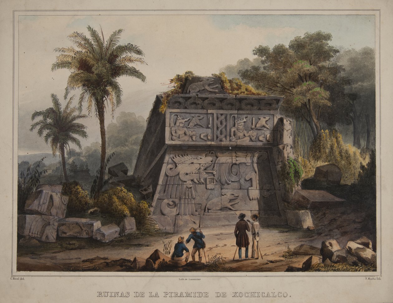 Ruines de la pyramide de Xochicalco - Carl Nebel