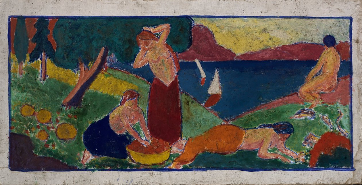 (Femmes en paysage avec bordure bleue) - Carl Newman