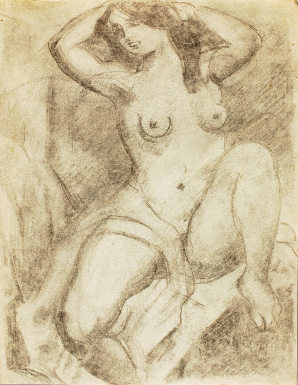 Femme nue arrangeant ses cheveux - Carl Newman