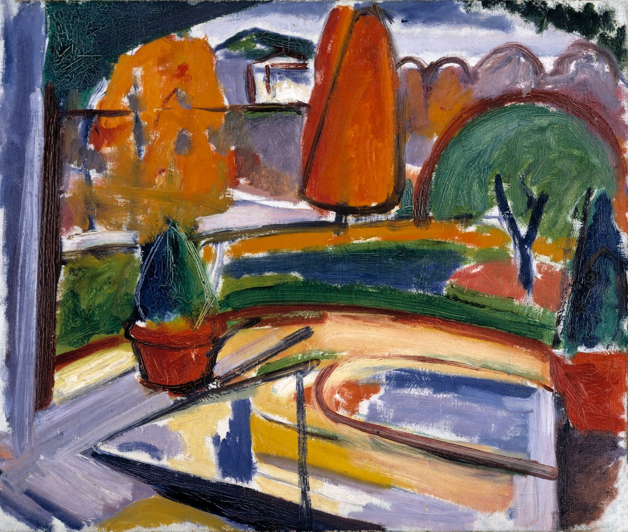 Paysage avec étang - cour de Newman - Carl Newman