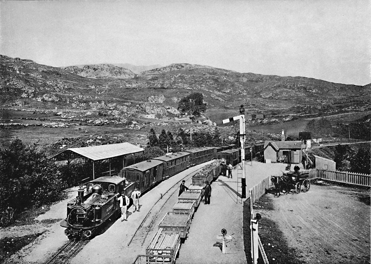 Chemin de fer de Ffestiniog : gare de Tan-Y-Bwlch, vers 1896 - Carl Norman