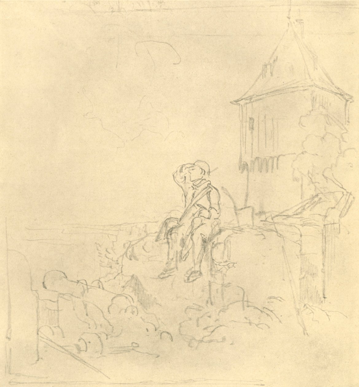 Berdächtiger Rauch, milieu-fin du 19ème siècle, vers 1924 - Carl Spitzweg