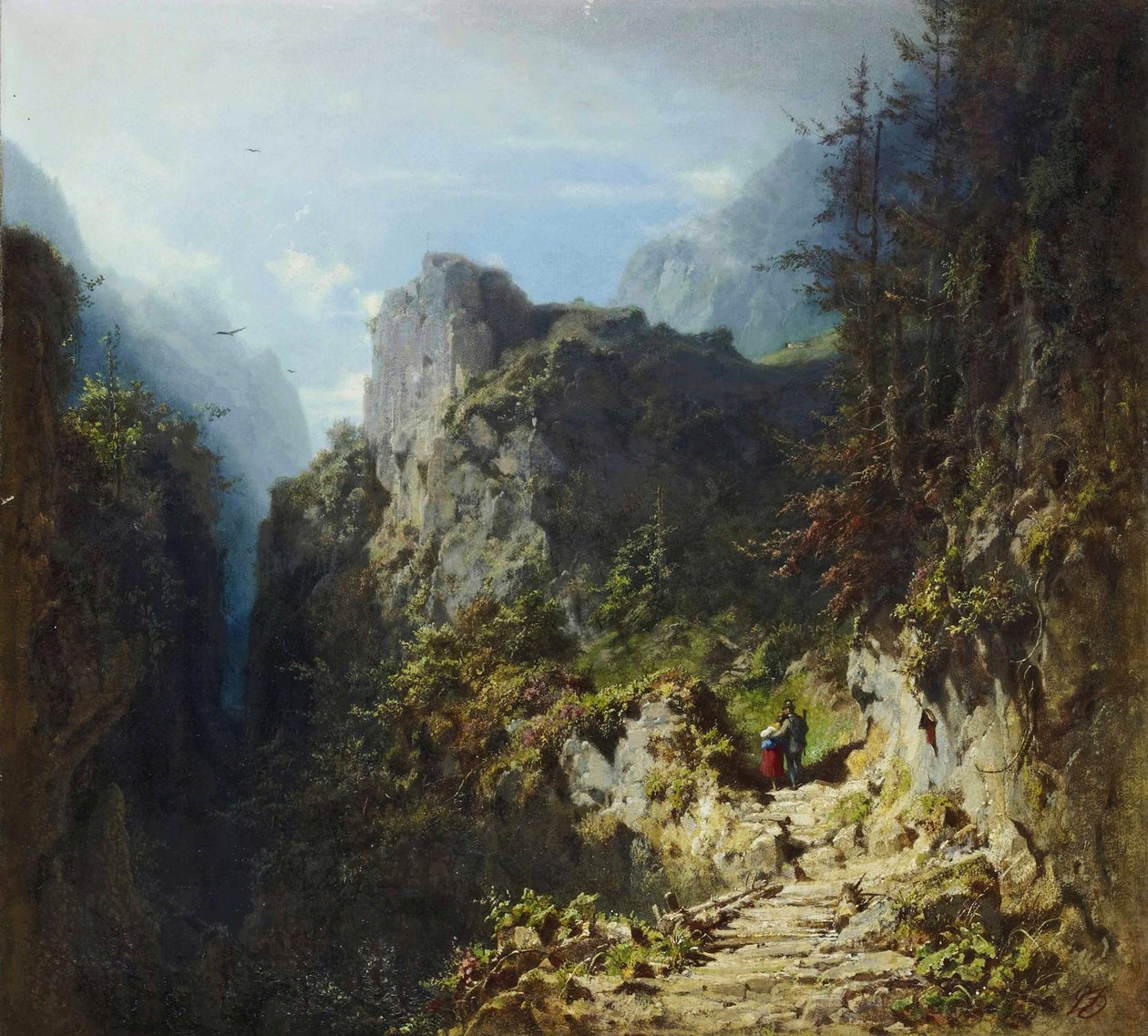 Paysage de montagne avec couple d