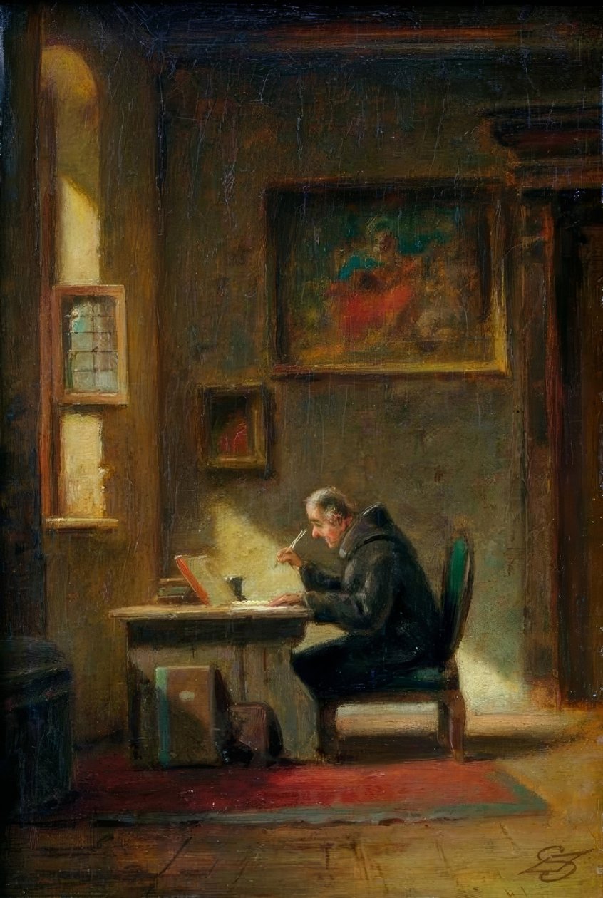 Moine érudit à son bureau - Carl Spitzweg