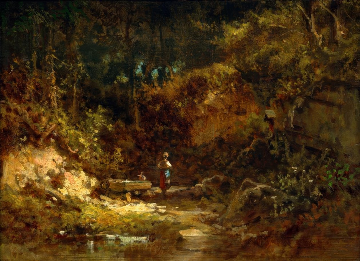 Fille à la fontaine forestière - Carl Spitzweg