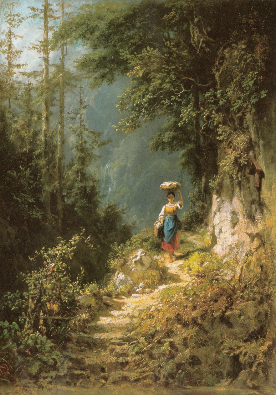 Fille avec une charge sur la tête - Carl Spitzweg