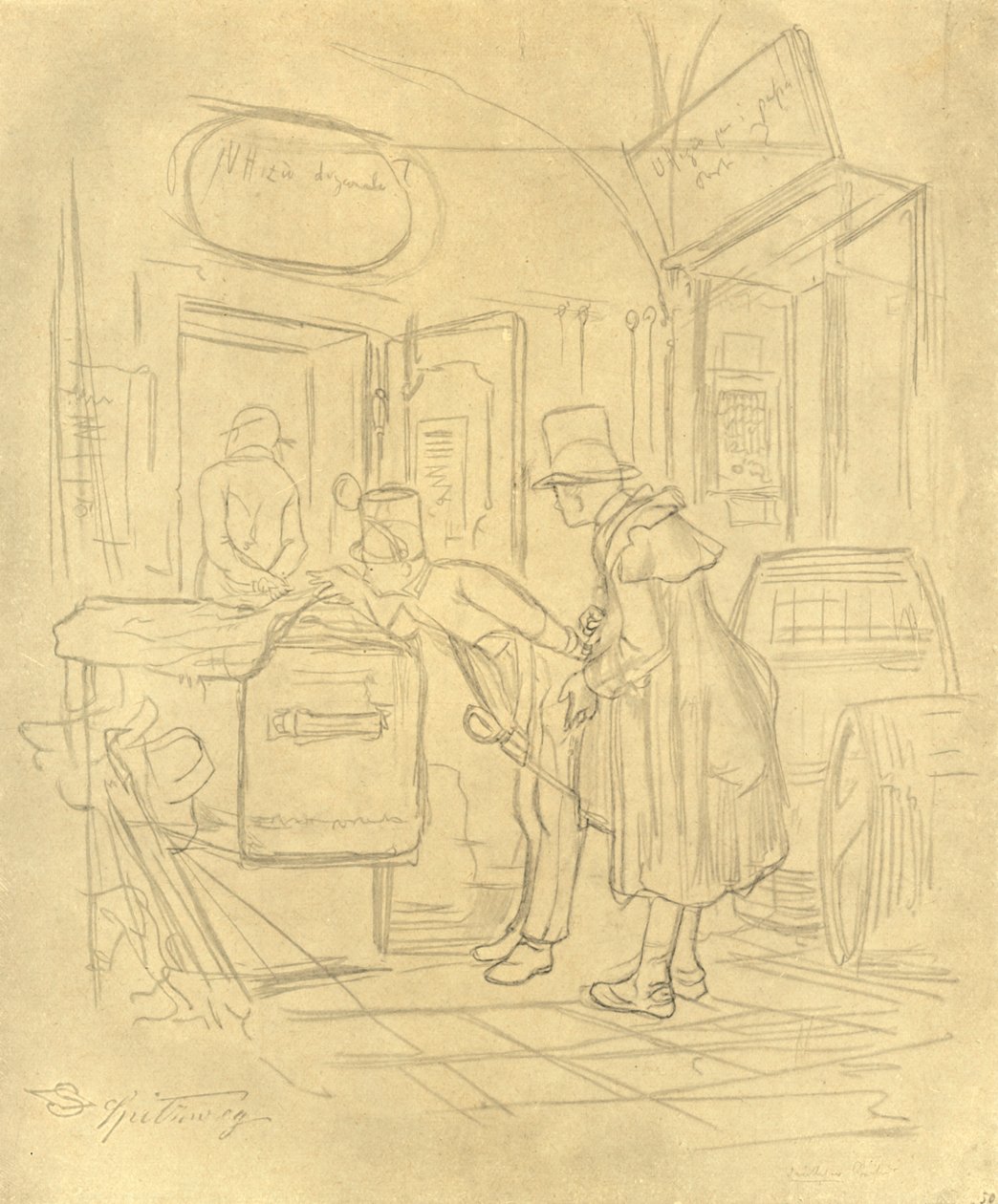 Zollvisitation I, milieu-fin du 19ème siècle, vers 1924 - Carl Spitzweg