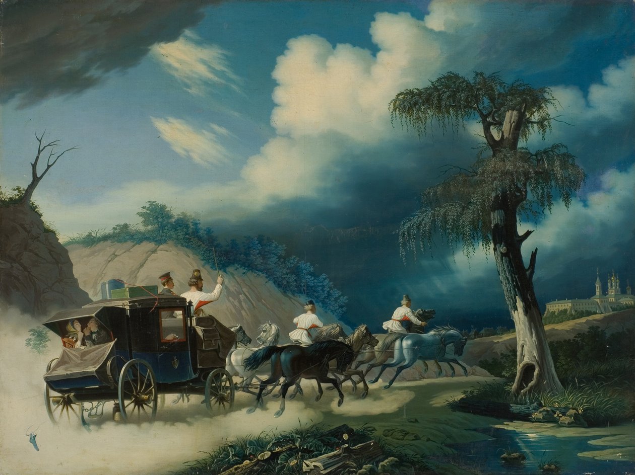 Troïka pendant un orage, années 1830 - Carl von Hampeln