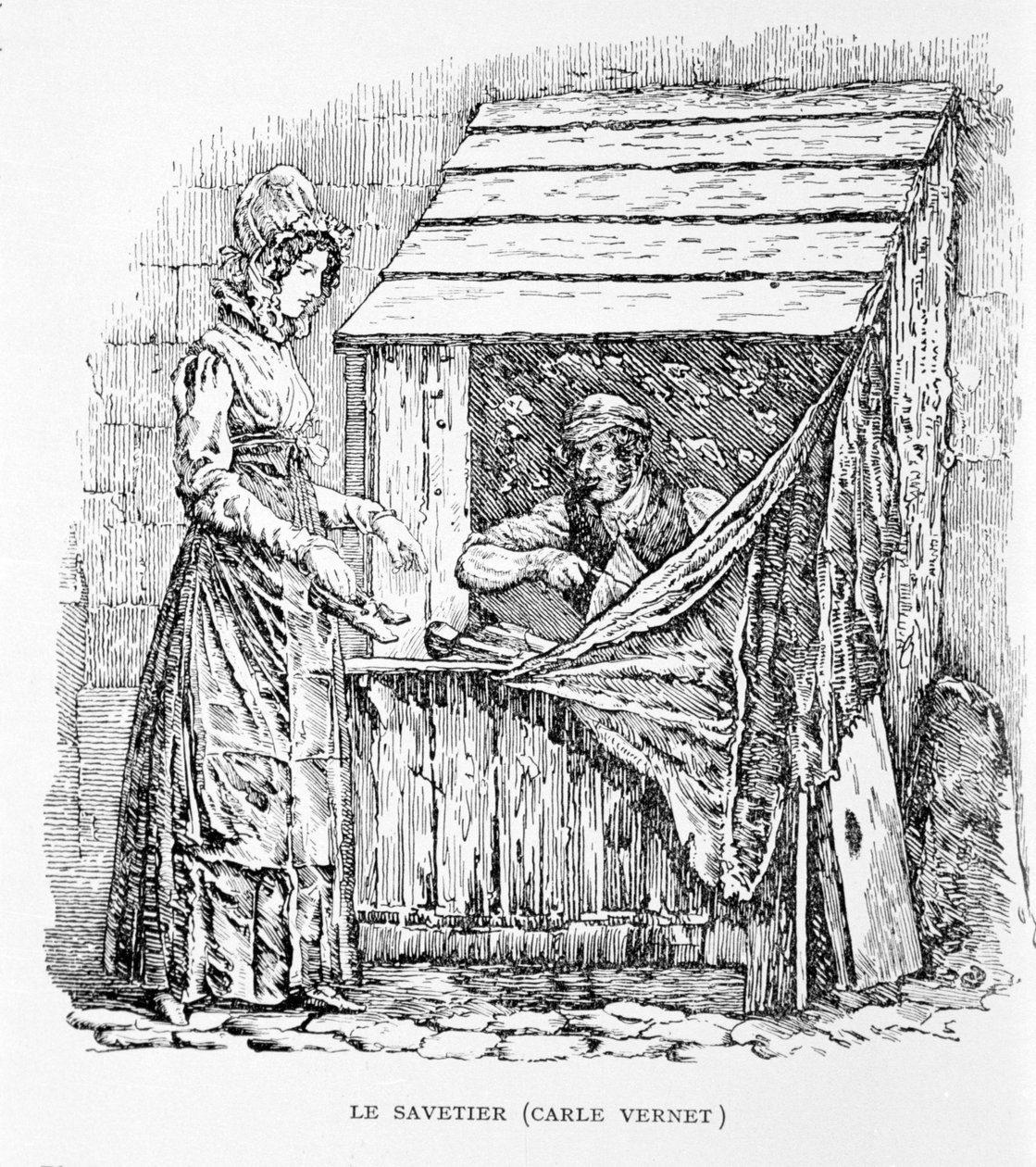 Le Savetier. Gravure de Carle Vernet. 19ème siècle. - Carle Vernet