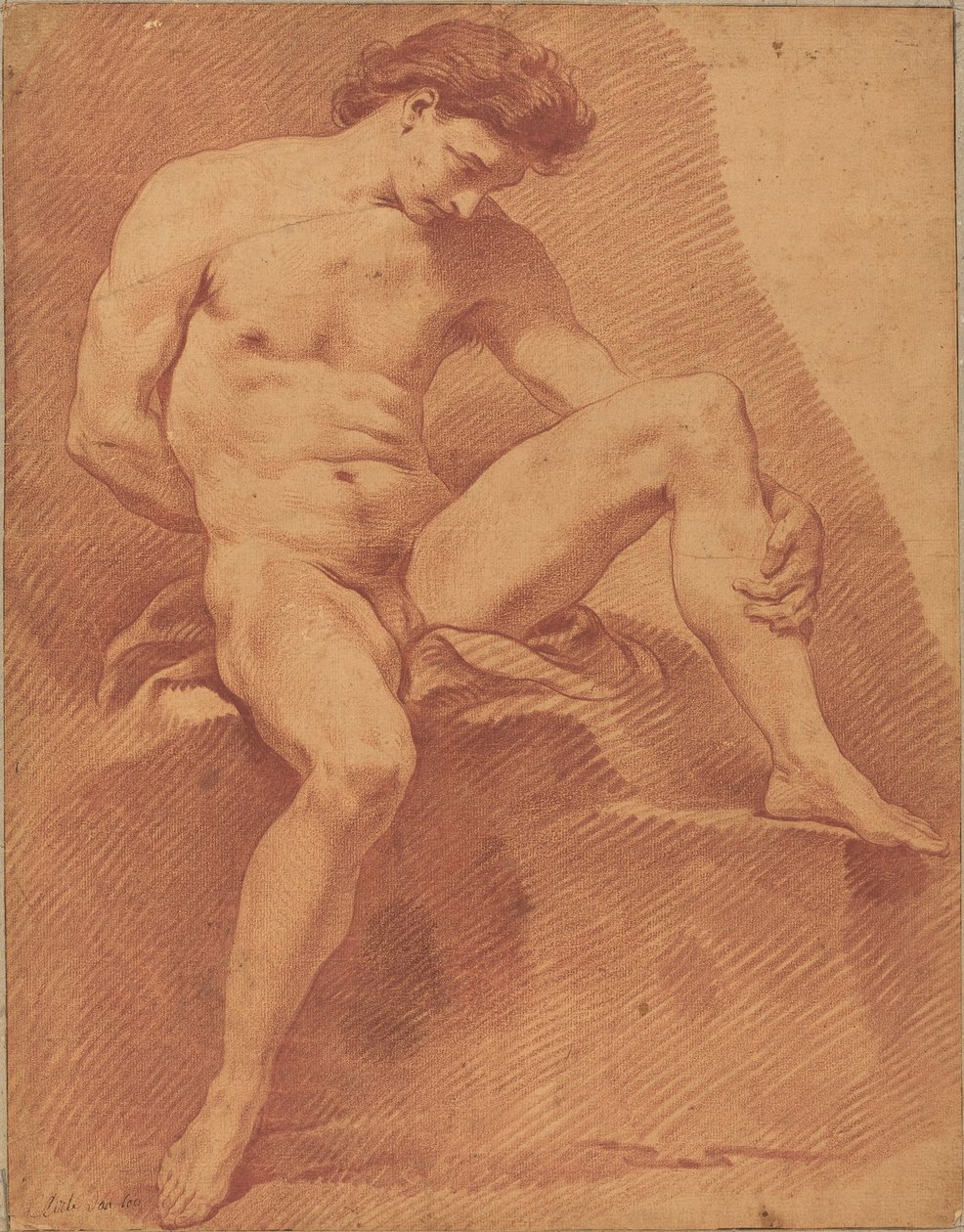 Un homme nu assis - Carle van Loo