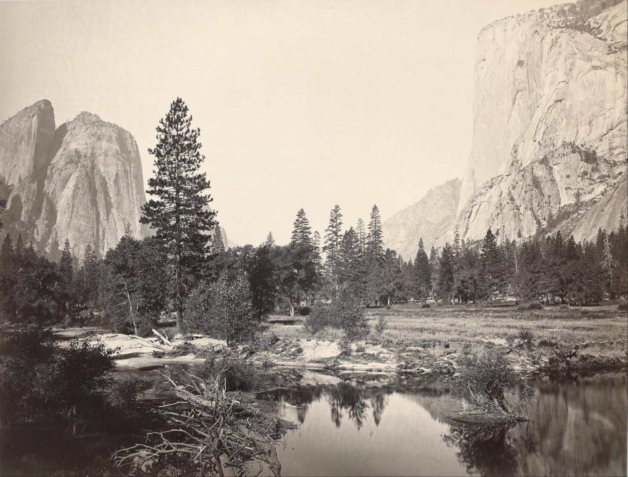 En bas de la Vallée, Yosemite, Rochers de la Cathédrale, El Capitan, Yosemite - Carleton E. Watkins
