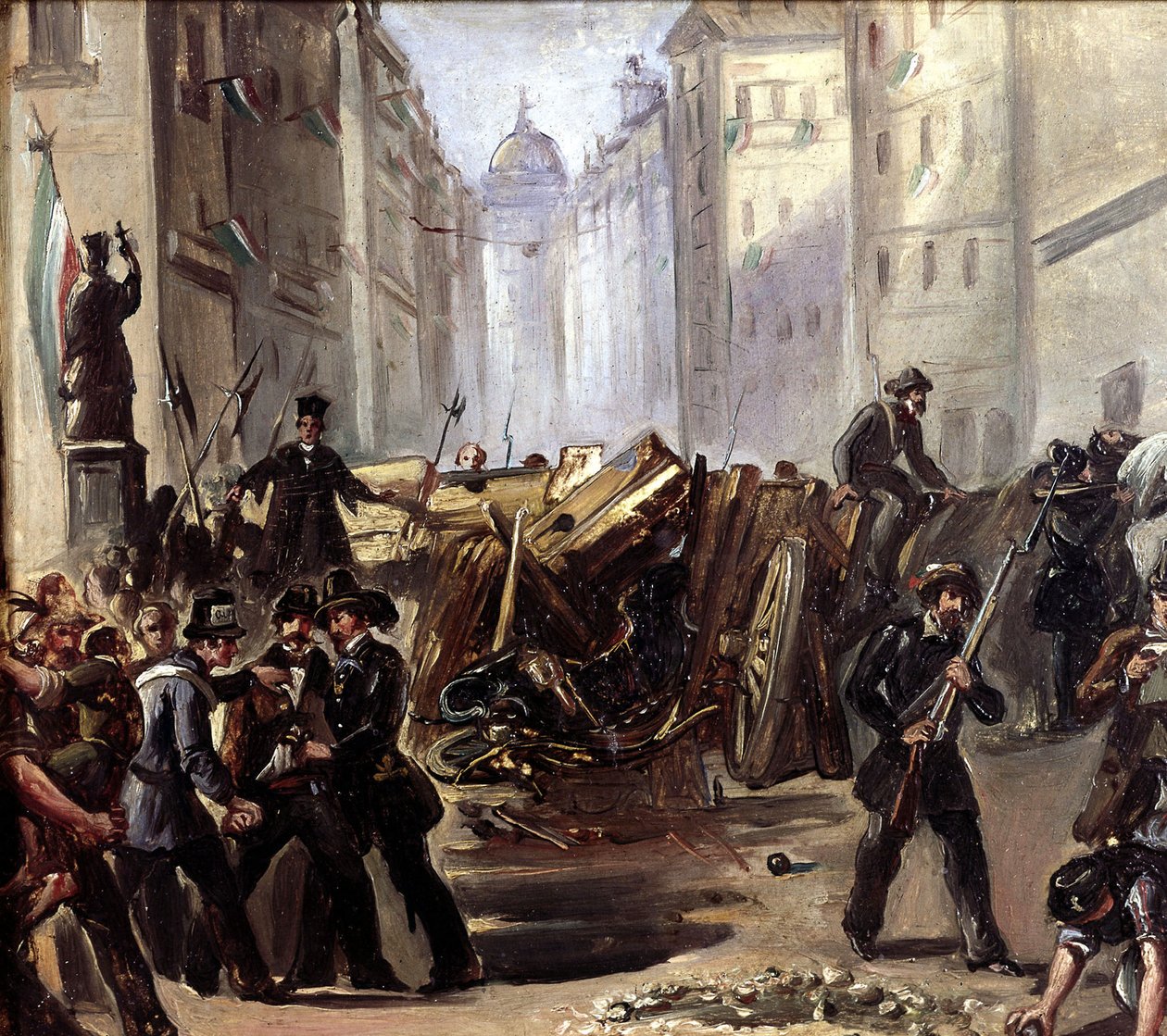 Bataille de rue et barricade à Rome à l
