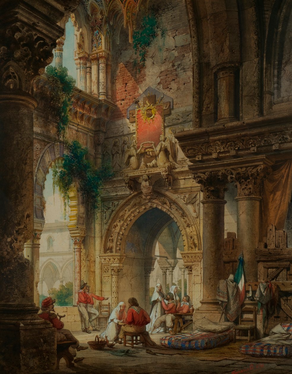 Le Couvent de Palerme, vers 1850 - Carlo Ferrario