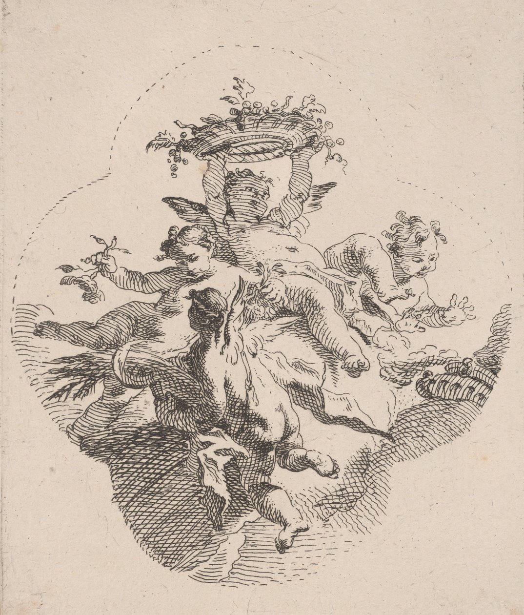Putti tenant des fleurs - Carlo Innocenzo Carloni
