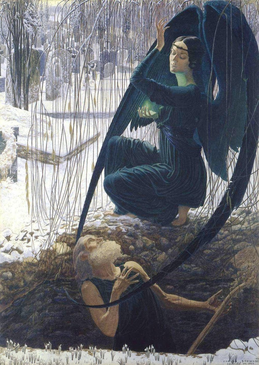 La mort et le fossoyeur (détail) - Carlos Schwabe