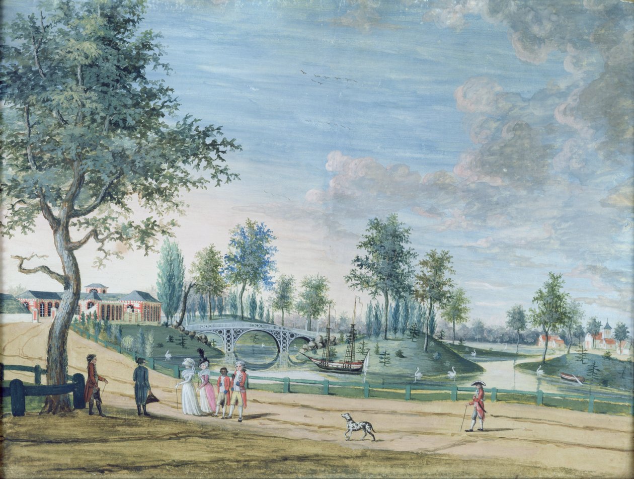Pont ferroviaire, Parc du Raincy (Le duc et la duchesse de Chartres en route vers l