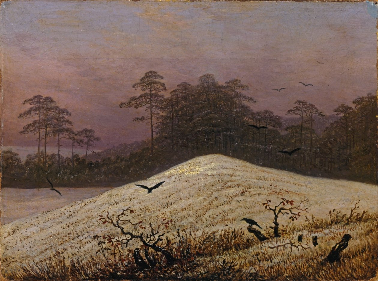 Colline enneigée avec corbeaux - Caspar David Friedrich