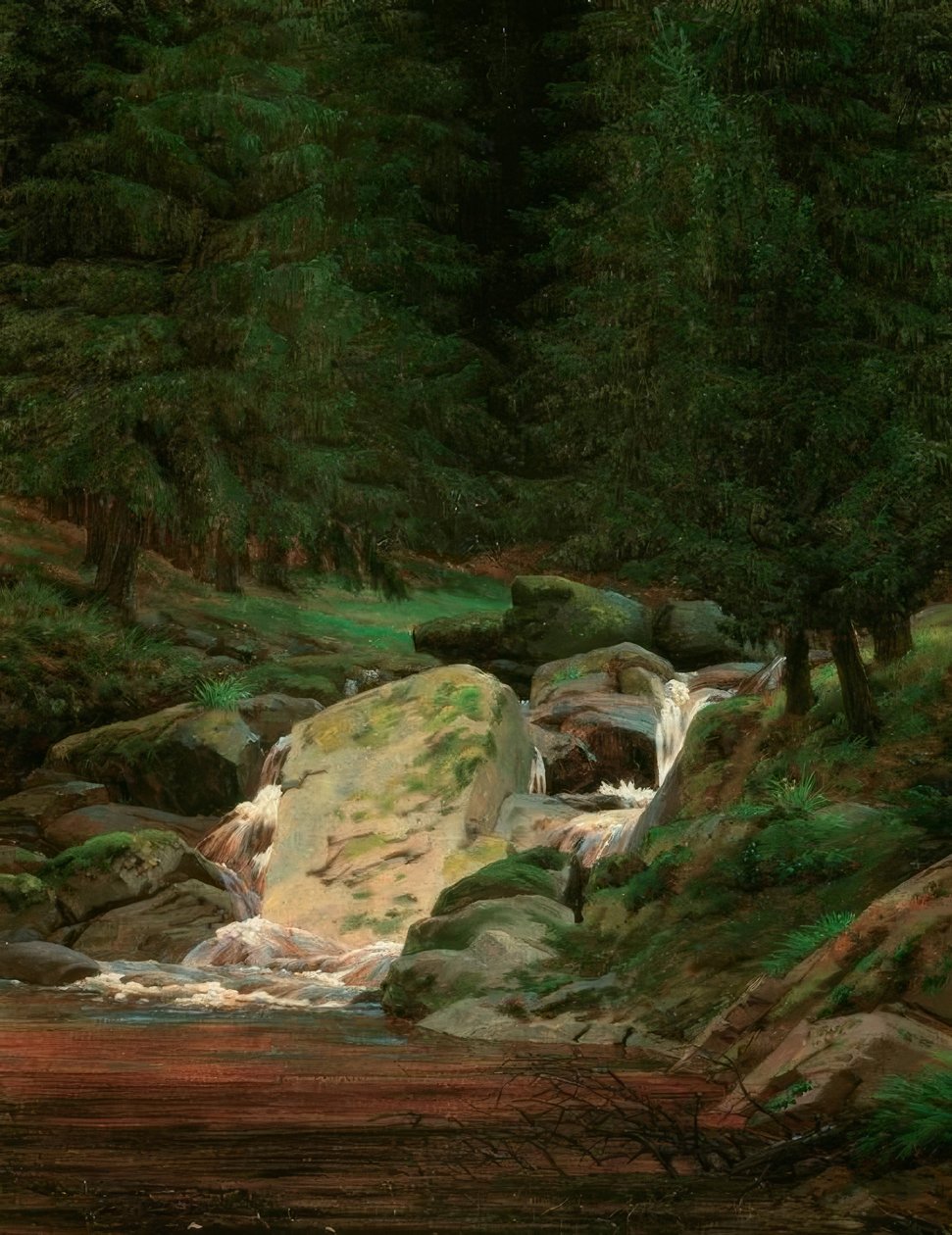 Forêt de sapins avec cascade - Caspar David Friedrich