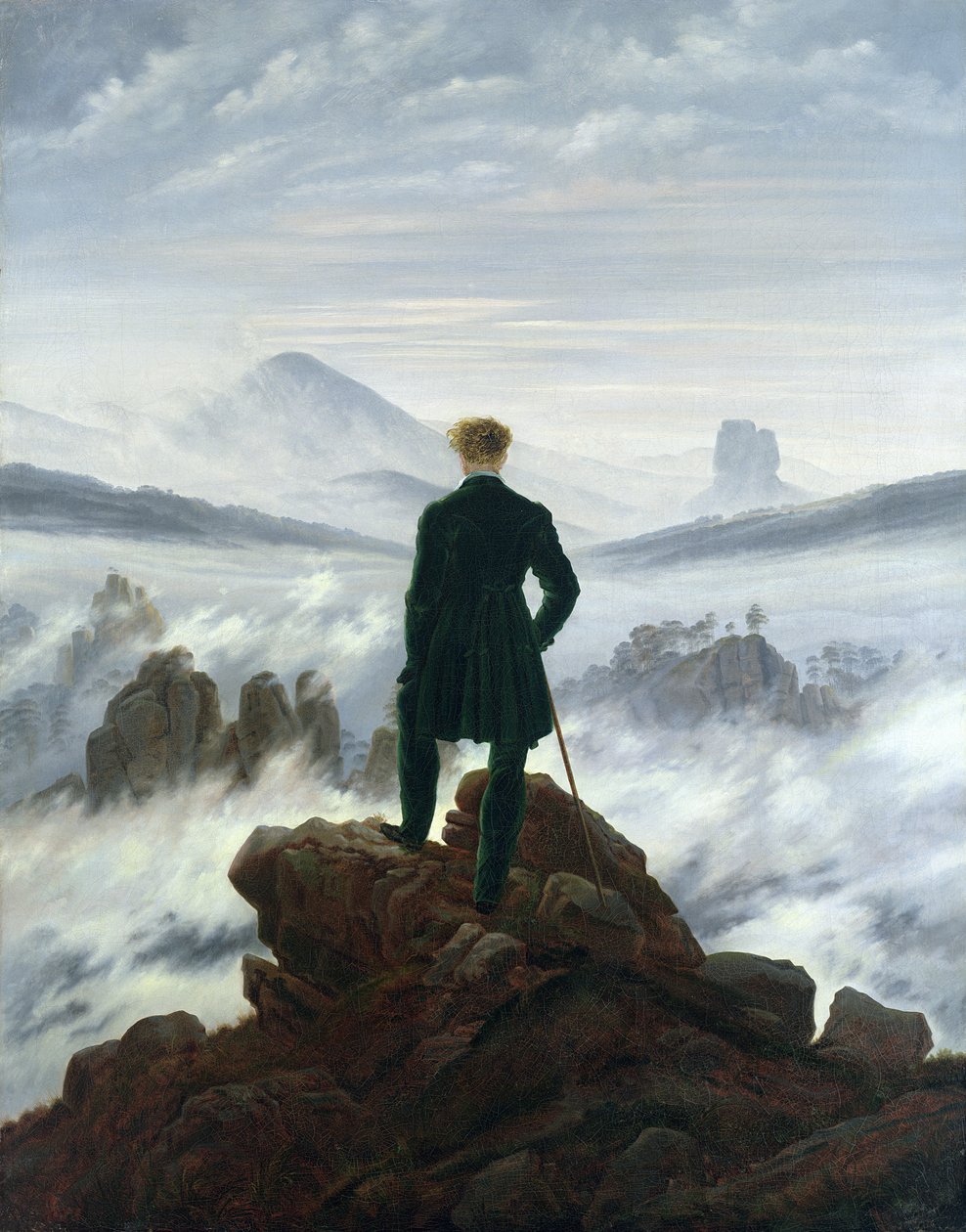 Le Voyageur au-dessus de la Mer de Brouillard - Caspar David Friedrich