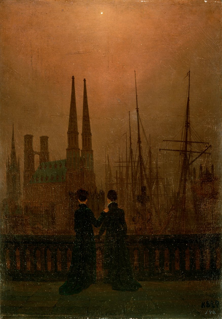Port la nuit, 1818-1820 - Caspar David Friedrich