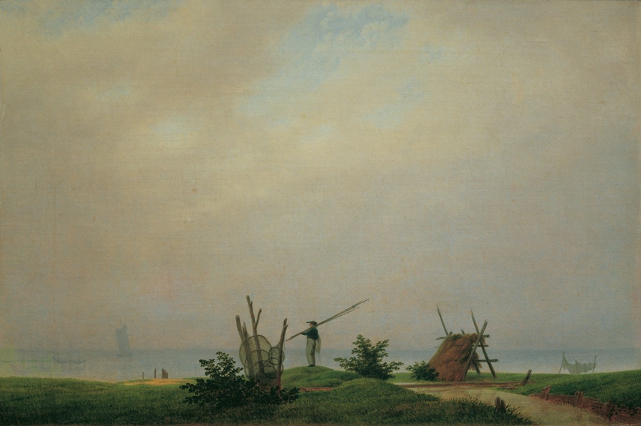 Plage avec pêcheur - Caspar David Friedrich