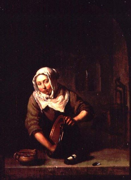 Femme nettoyant - Caspar Netscher