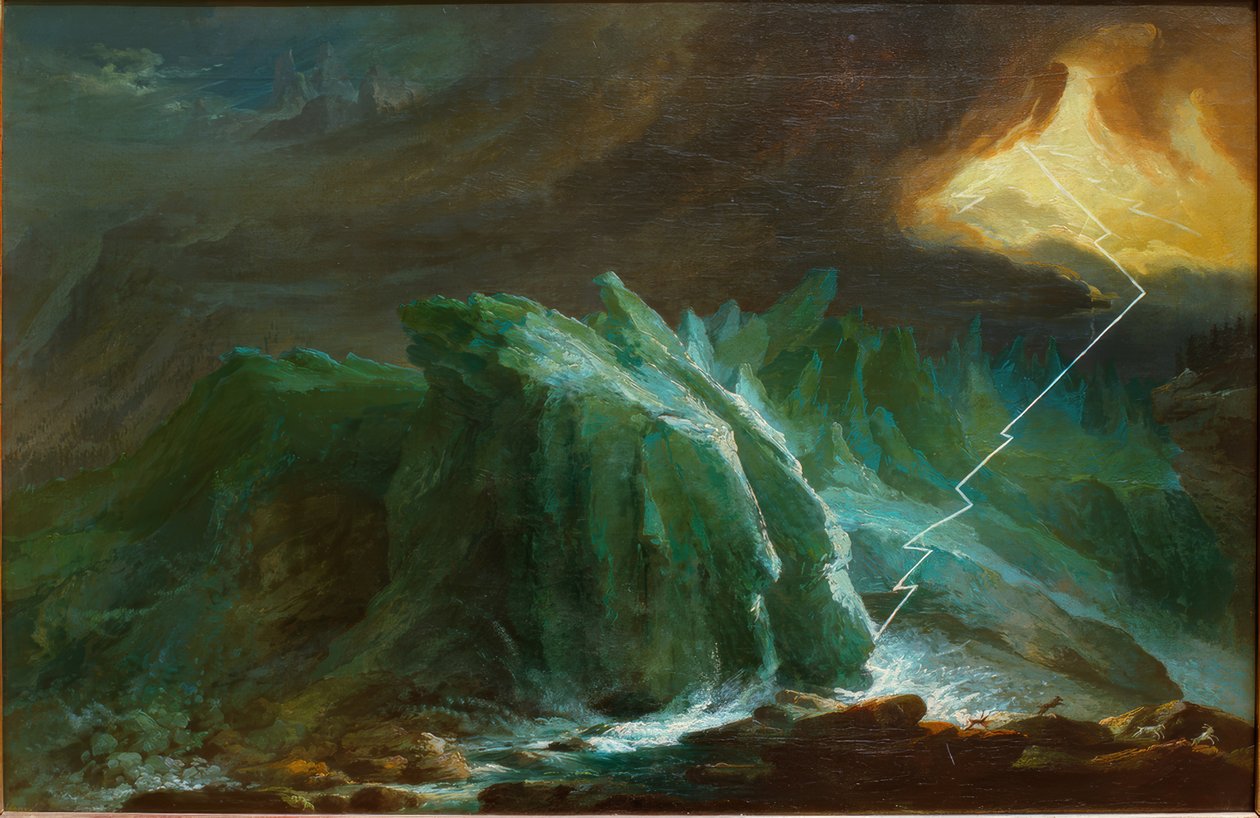 Orage et foudre au glacier inférieur de Grindelwald - Caspar Wolf