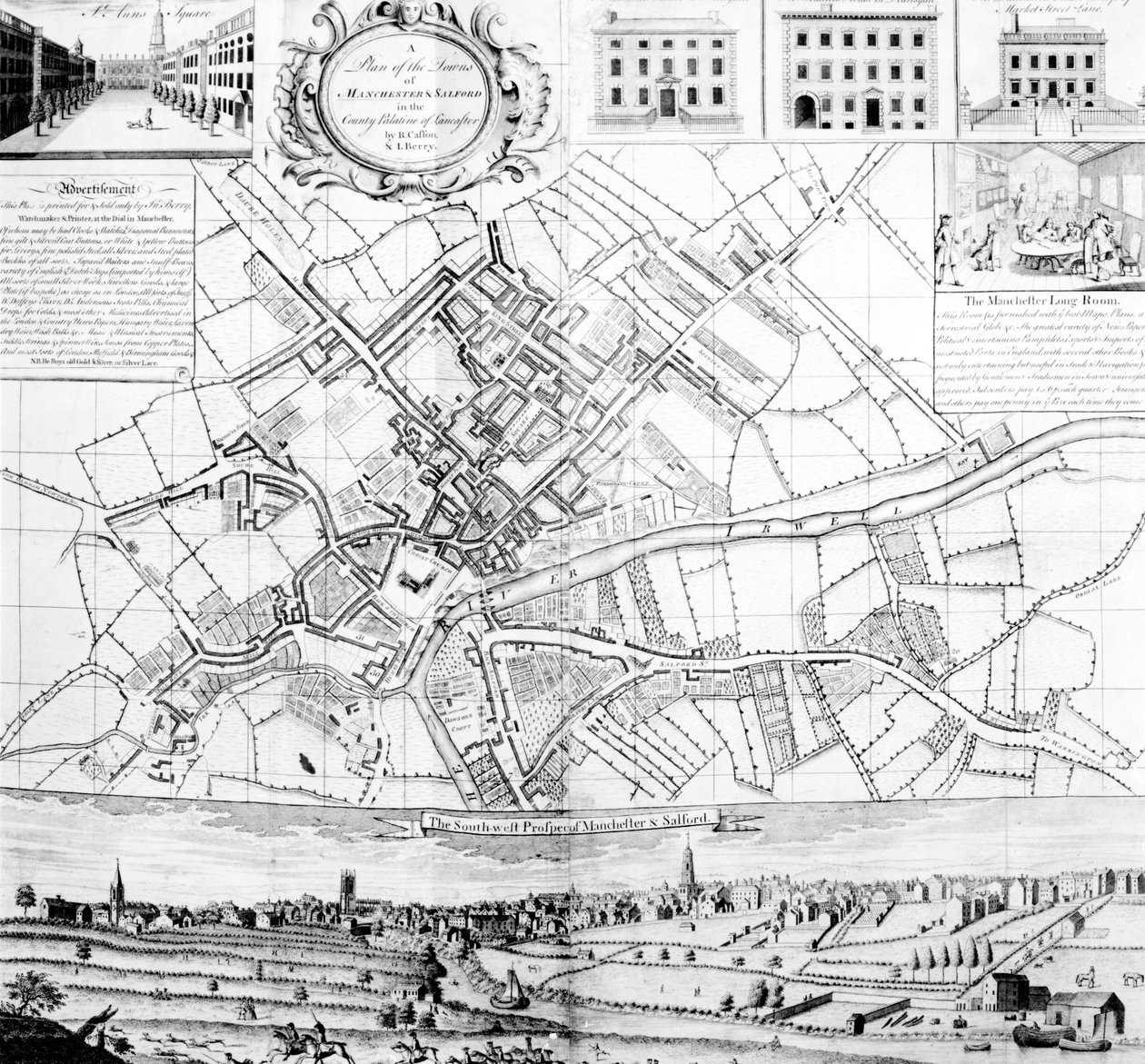 Carte de Manchester, 1751 - Casson and Berry