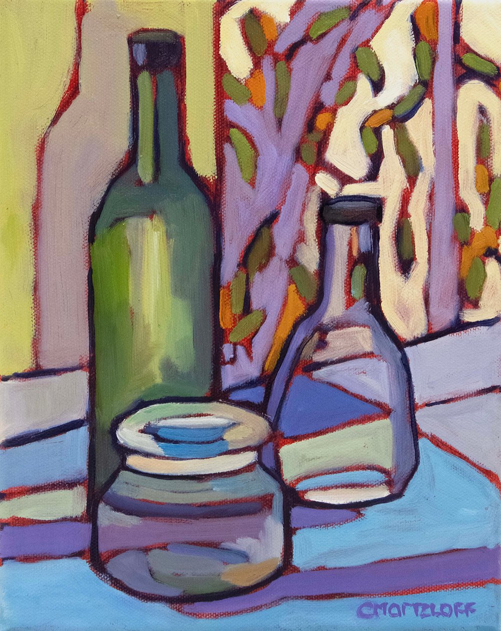 Moments en bouteille, 2024 (huile sur toile) - Catherine J Martzloff