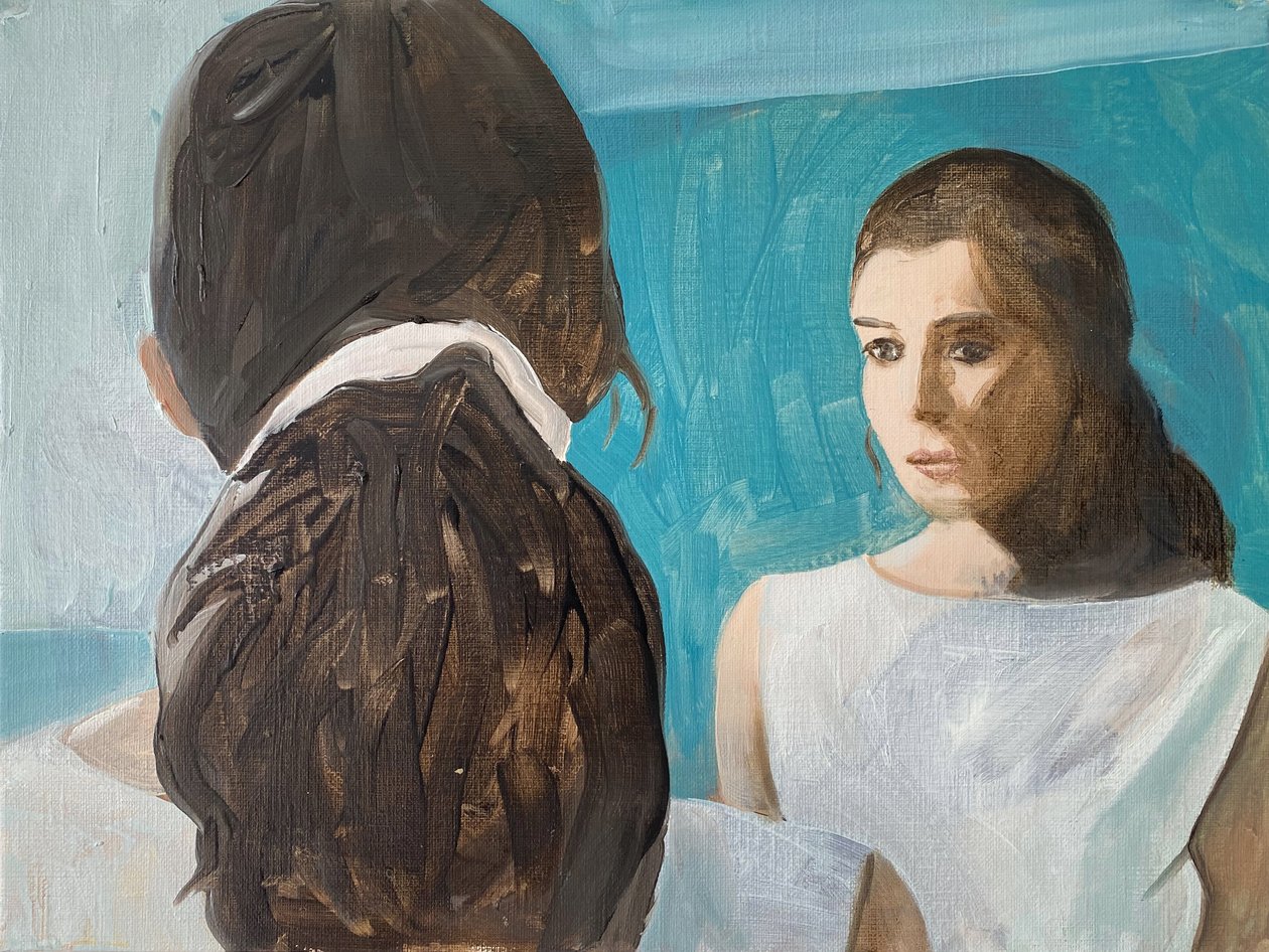Auto-examen, 2023 (huile sur papier) - Cathy Lomax